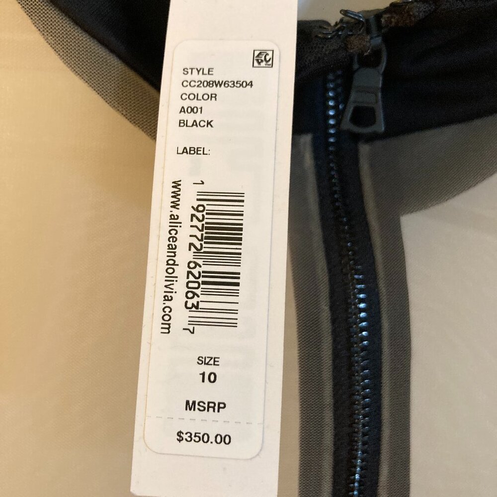 Alice + Olivia Zahra black sheer illusion mini dress, size 10 NWT - Picture 5 of 5